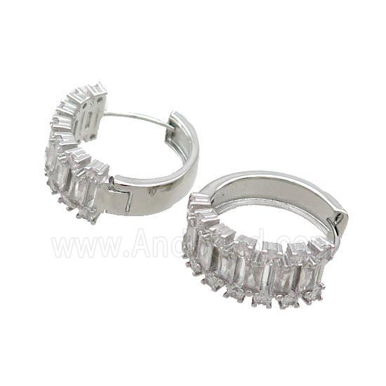 Copper Hook Earring Pave Zircon Platinum Plated