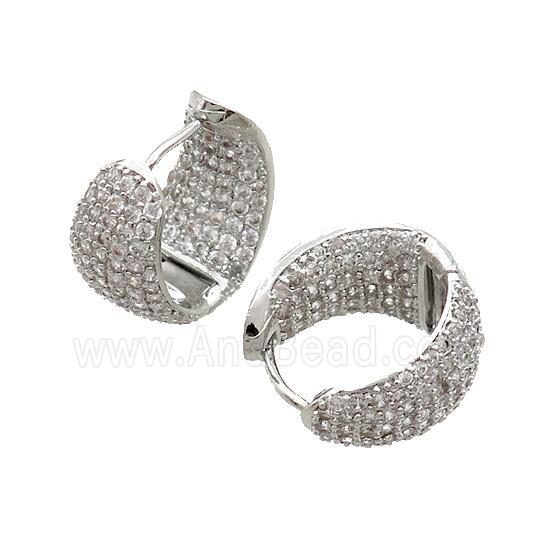Copper Hook Earring Pave Zircon Platinum Plated