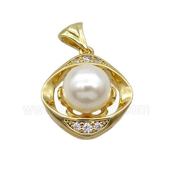 Copper Pendant Pave Pearlized Shell Flower Gold Plated