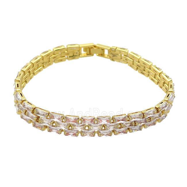 Copper Bracelet Pave Zircon Gold PLated