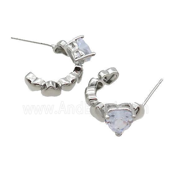 Copper Stud Earring Pave Crystal Glass Platinum Plated