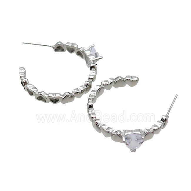 Copper Stud Earring Pave Crystal Glass Platinum Plated
