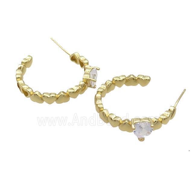 Copper Stud Earring Pave Crystal Glass Gold Plated
