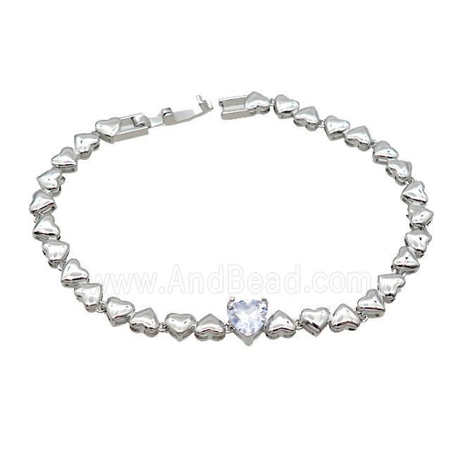 Copper Bracelet Pave Crystal Glass Platinum Plated