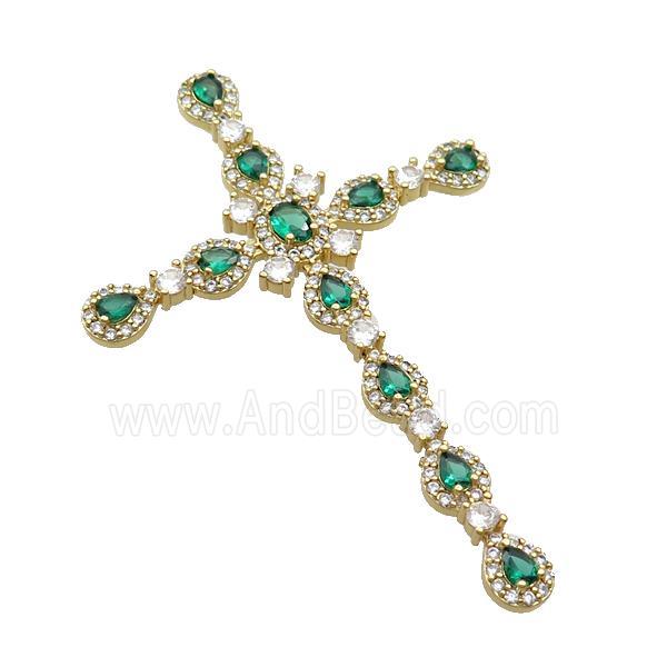 copper cross pendant pave zircon, gold plated