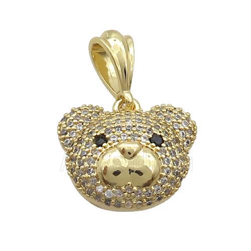 Copper Bear Pendant Pave Zircon Gold Plated