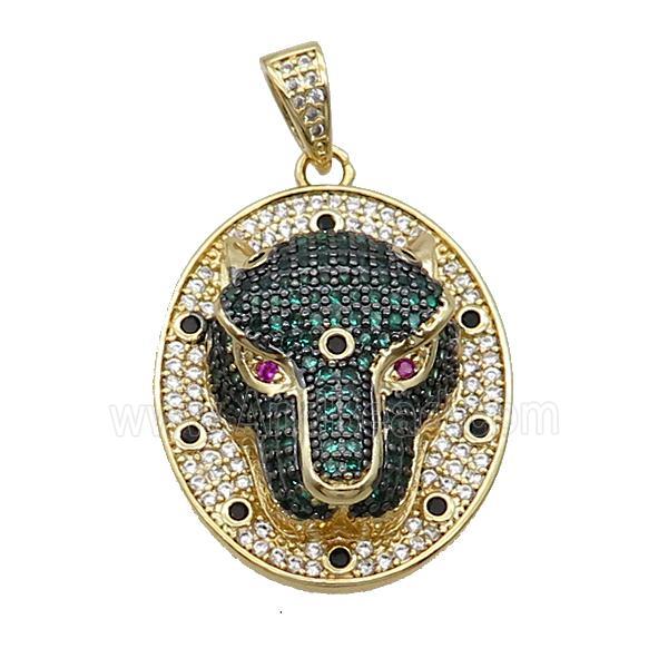 Copper Pendant Leopard Pave Zircon Oval Gold Plated