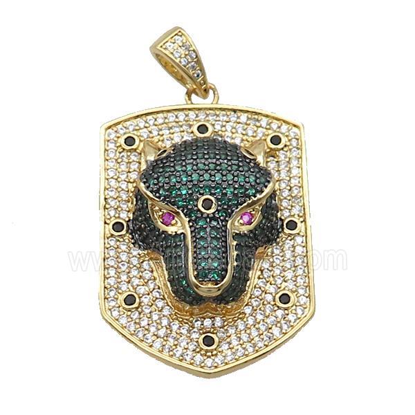 Copper Pendant Leopard Pave Zircon Gold Plated