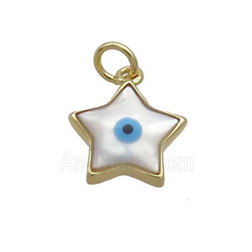 Copper Star Pendant Pave Shell Evil Eye Gold Plated