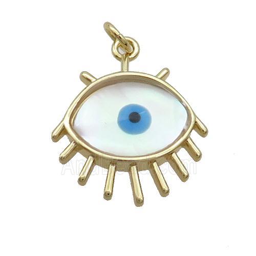 Copper Eye Pendant Pave Shell Evil Eye Gold Plated