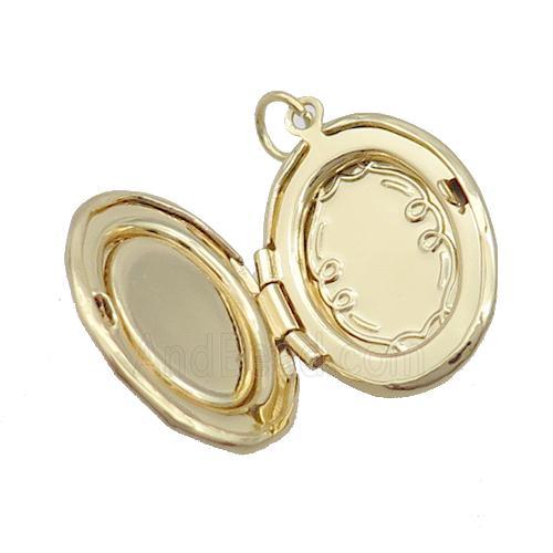 Copper Oval Pendant Pave Shell Evil Eye Gold Plated