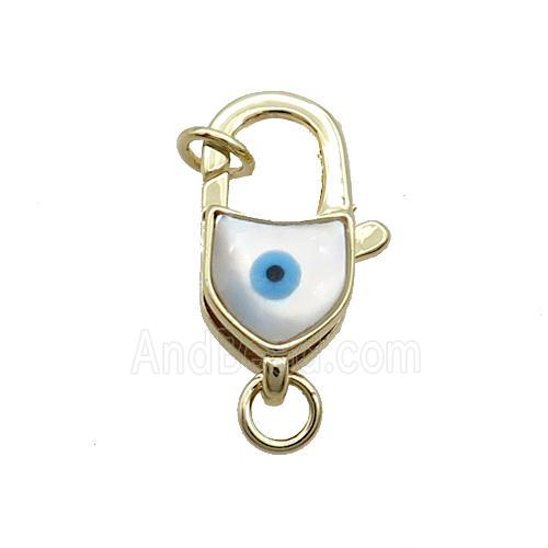 Copper Lobster Clasp Pave Shell Evil Eye Gold Plated