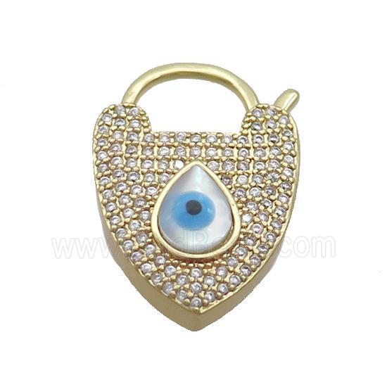 Copper Lobster Clasp Pave Zircon Shell Evil Eye Gold Plated
