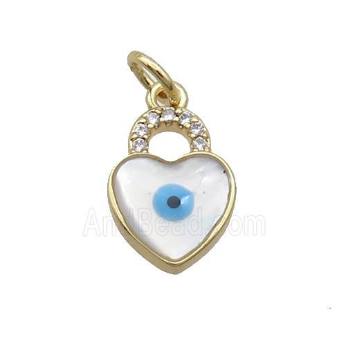 Copper Lock Pendant Pave Shell Evil Eye Gold Plated