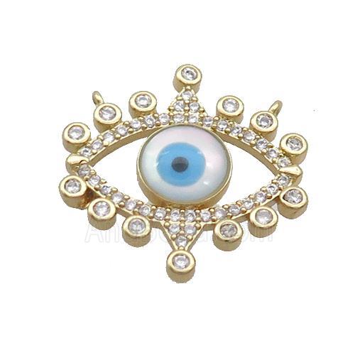 Copper Eye Pendant Pave Shell Evil Eye Gold Plated