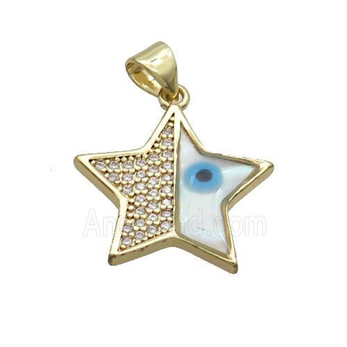 Copper Star Pendant Pave Zircon Shell Evil Eye Gold Plated