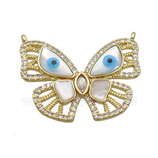 Copper Butterfly Pendant Pave Zircon Shell Evil Eye Gold Plated