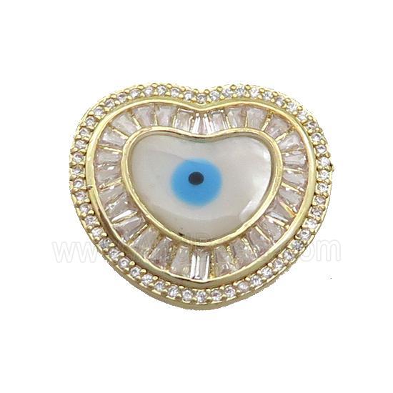 Copper Heart Pendant Pave Zircon Shell Evil Eye Gold Plated