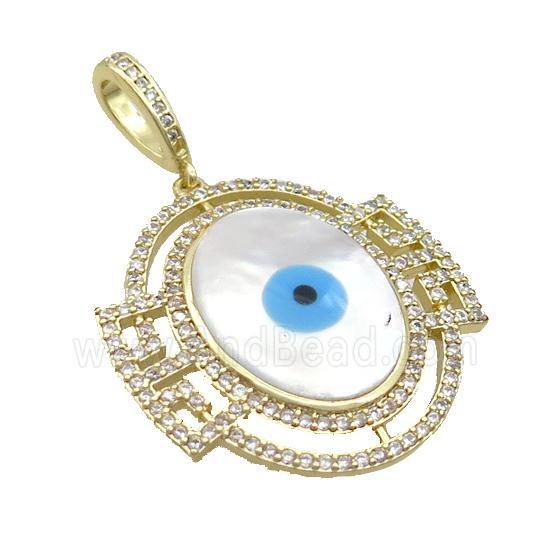 Copper Pendant Pave Zircon Shell Evil Eye Gold Plated