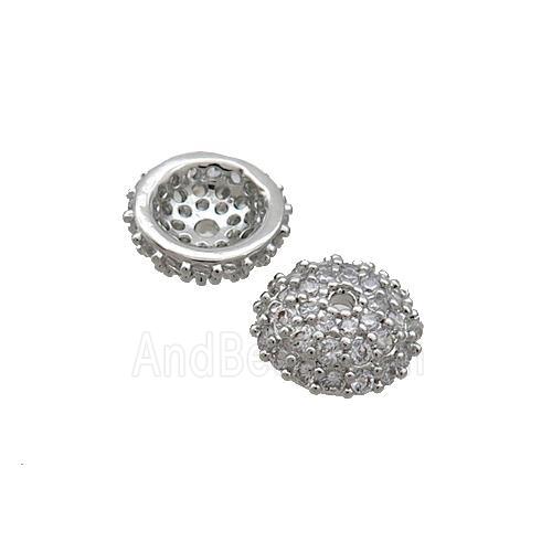 Copper Beadcaps Pave Zircon Platinum Plated