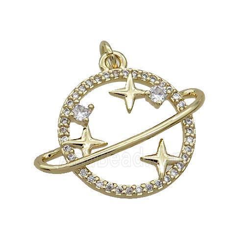 Copper Planet Pendant Pave Zircon Gold Plated
