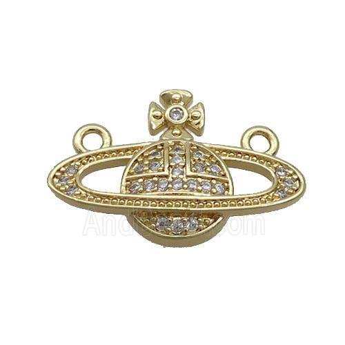 Copper Planet Pendant Pave Zircon 2loops Gold Plated