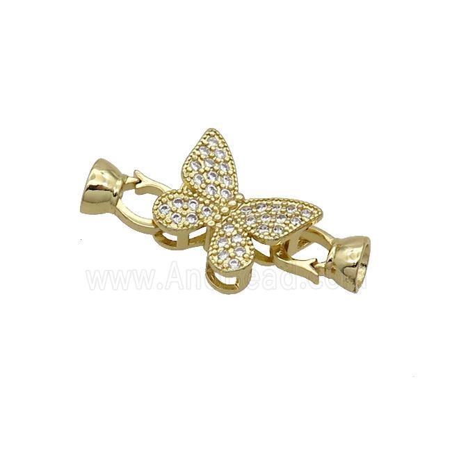 Copper Clasp Pave Zircon Butterfly Gold Plated