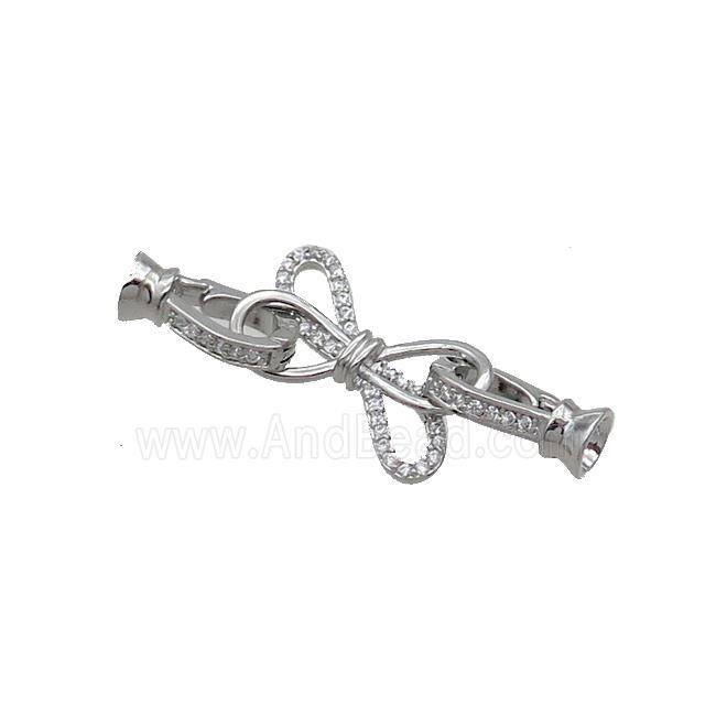 Copper Clasp Pave Zircon Infinity Platinum Plated