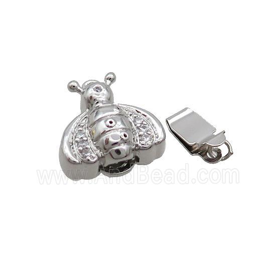 Copper Clasp Pave Zircon Slide Platinum Plated