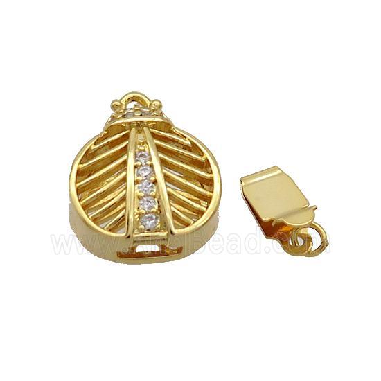 Copper Clasp Pave Zircon Slide 18K Gold