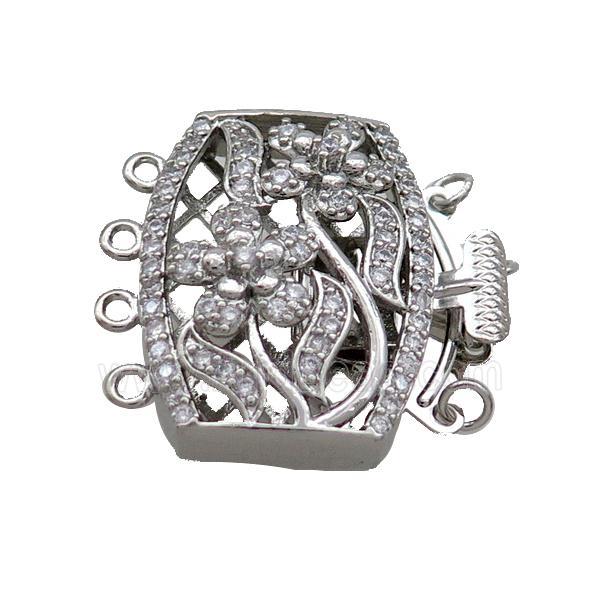 Copper Clasp Pave Zircon Slide Platinum Plated