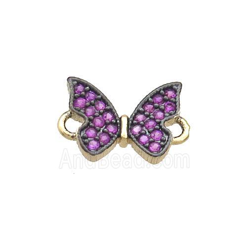 Copper Butterfly Connector Pave Zircon Gold Plated