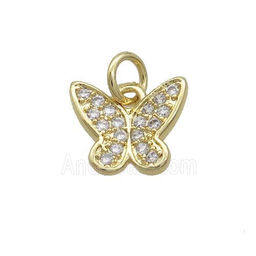 Copper Butterfly Pendant Pave Zircon Gold Plated