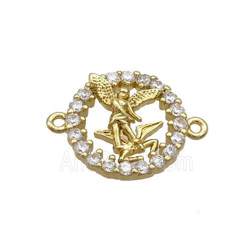 Copper Fairy Connector Pave Zircon Gold Plated