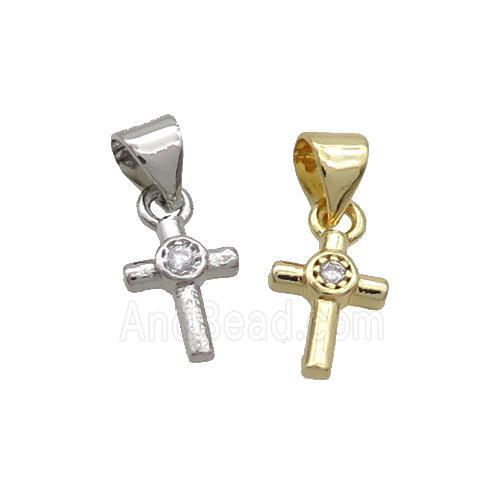 Copper Cross Pendant Pave Zircon Mixed