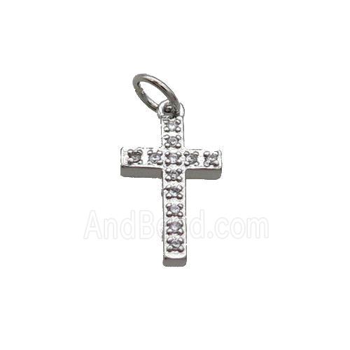 Copper Cross Pendant Pave Zircon Platinum Plated