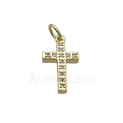 Copper Cross Pendant Pave Zircon Gold Plated