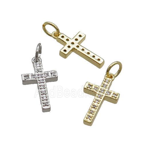 Copper Cross Pendant Pave Zircon Mixed