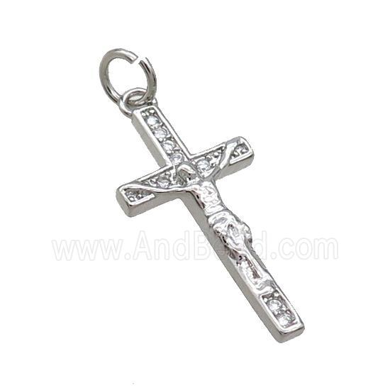 Copper Religious Cross Pave Zircon Jesus Platinum Plated