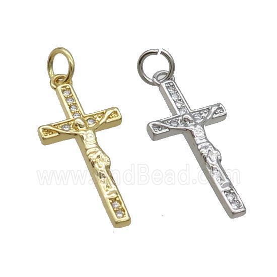 Copper Religious Cross Pave Zircon Jesus Mixed