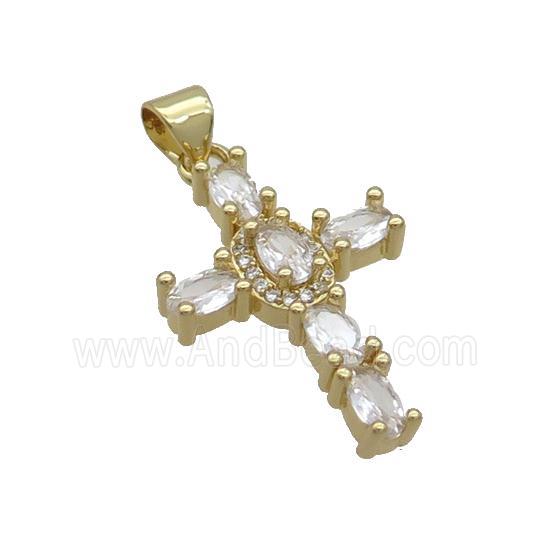 Copper Cross Pendant Pave Zircon Gold Plated