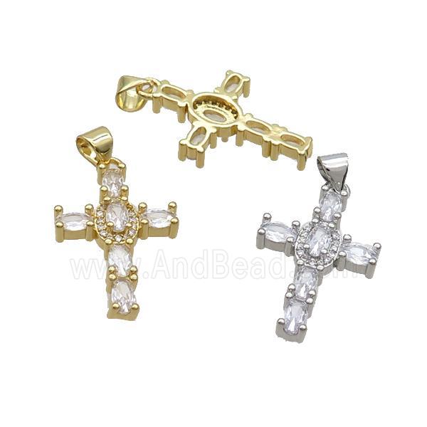 Copper Cross Pendant Pave Zircon Mixed