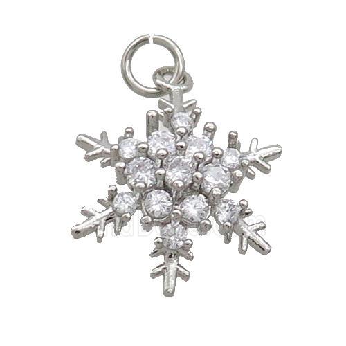 Copper Snowflake Pendant Pave Zircon Christmas Platinum Plated