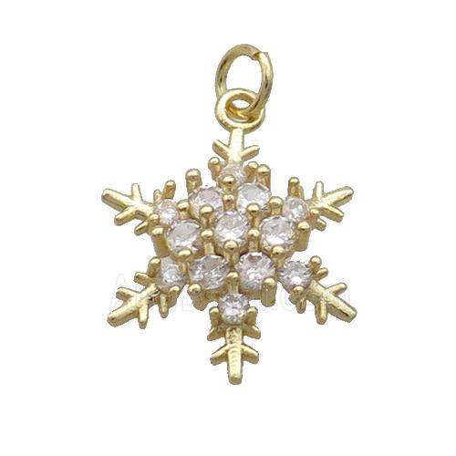 Copper Snowflake Pendant Pave Zircon Christmas Gold Plated