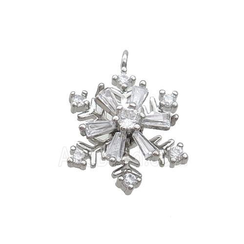 Copper Snowflake Pendant Pave Zircon Christmas Platinum Plated