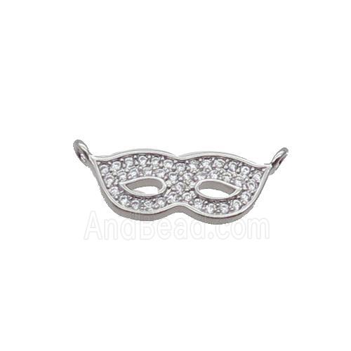Copper Eyemask Pendant Pave Zircon 2loops Platinum Plated