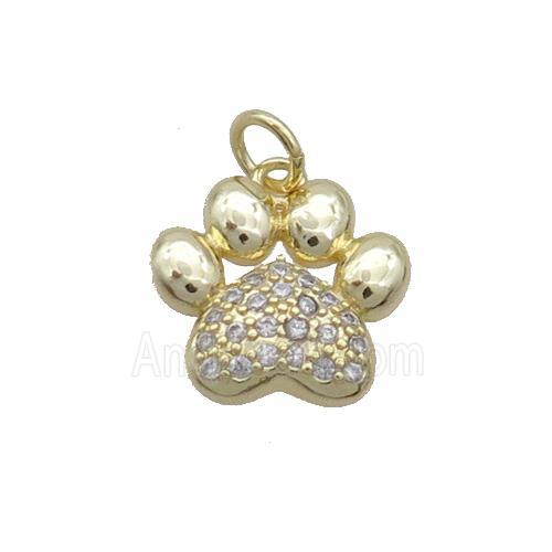 Copper Paw Pendant Pave Zircon Gold Plated