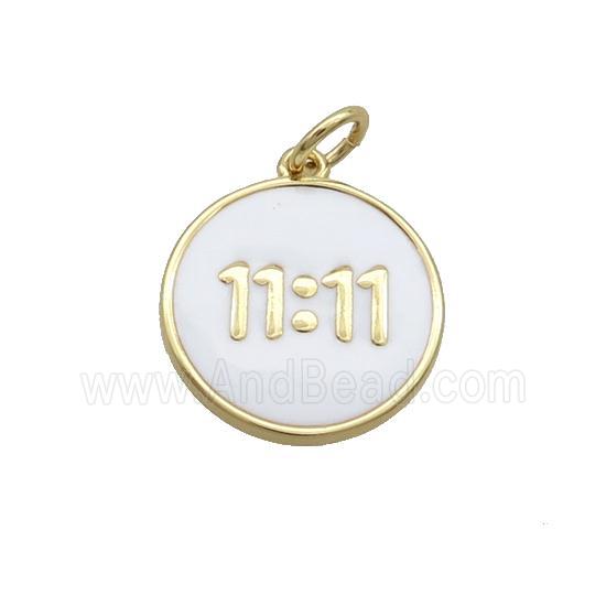 Copper Circle Pendant Double 11 White Enamel Gold Plated