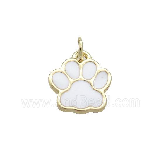 Copper Paw Pendant White Enamel Gold Plated