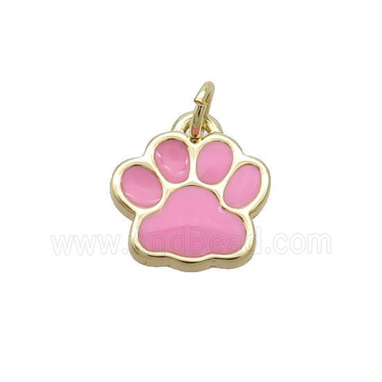 Copper Paw Pendant Pink Enamel Gold Plated